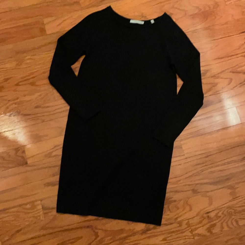 Vince Black Ribbed Long Sleeve Sheath Dress